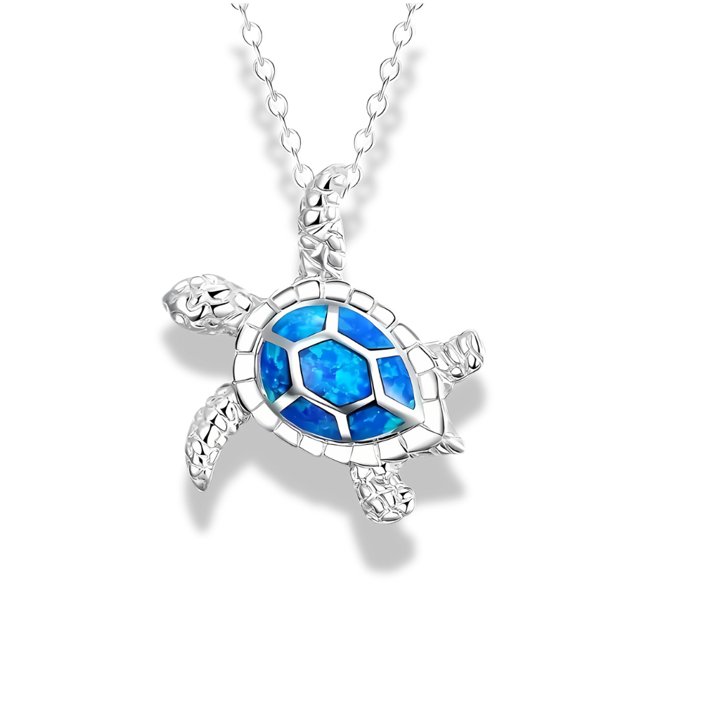 Blaue Opal-Schildkröten-Halskette