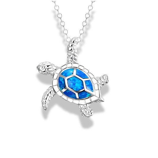 Blaue Opal-Schildkröten-Halskette