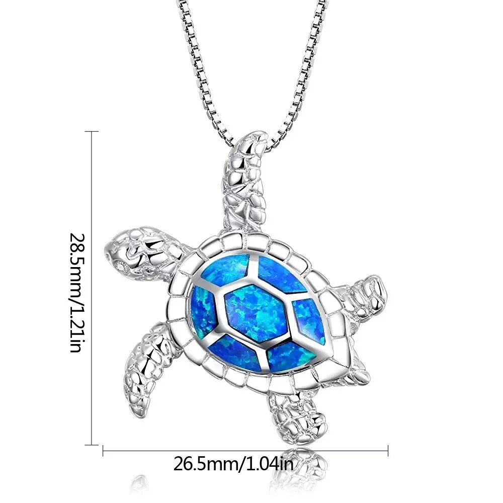 Blaue Opal-Schildkröten-Halskette